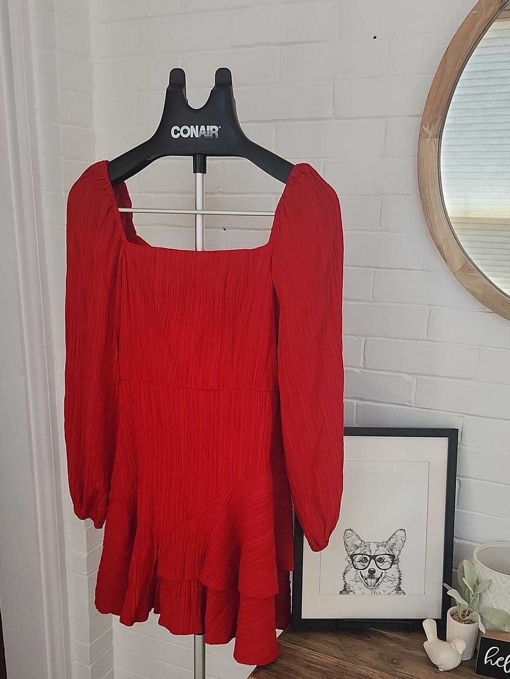 Red Long Sleeve Dress, Size 3